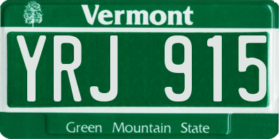 VT license plate YRJ915