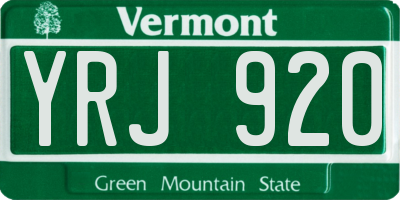 VT license plate YRJ920