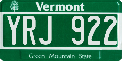 VT license plate YRJ922
