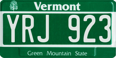VT license plate YRJ923