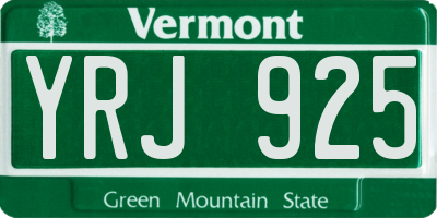 VT license plate YRJ925