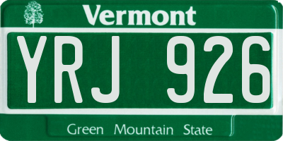 VT license plate YRJ926