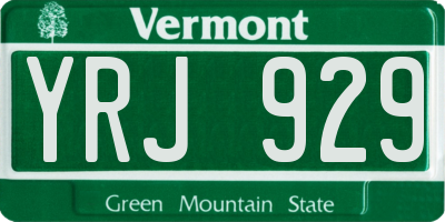 VT license plate YRJ929