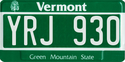 VT license plate YRJ930