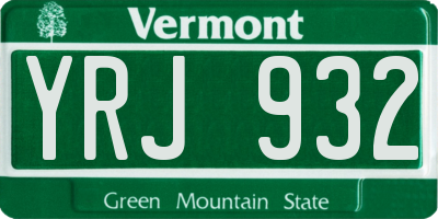 VT license plate YRJ932