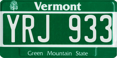 VT license plate YRJ933