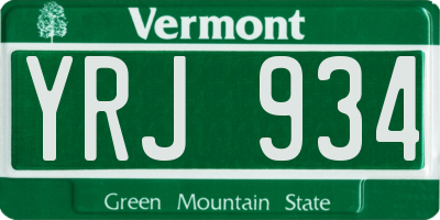 VT license plate YRJ934
