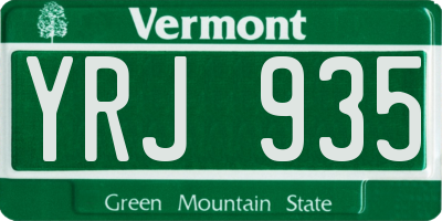 VT license plate YRJ935