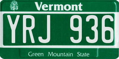 VT license plate YRJ936