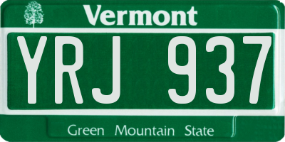 VT license plate YRJ937