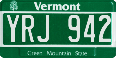 VT license plate YRJ942