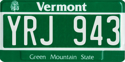 VT license plate YRJ943