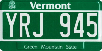 VT license plate YRJ945