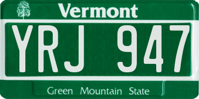 VT license plate YRJ947