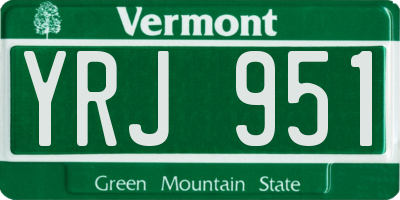 VT license plate YRJ951