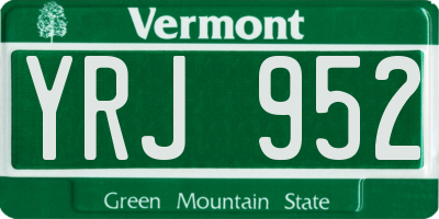 VT license plate YRJ952