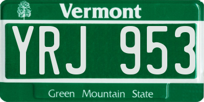 VT license plate YRJ953