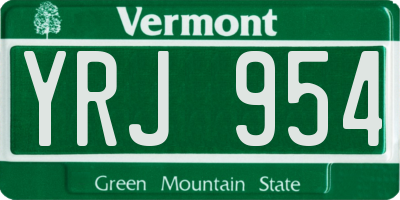 VT license plate YRJ954