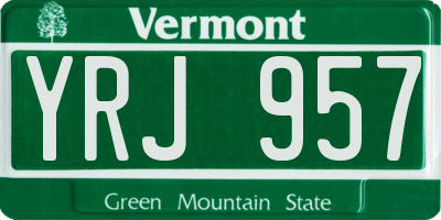 VT license plate YRJ957