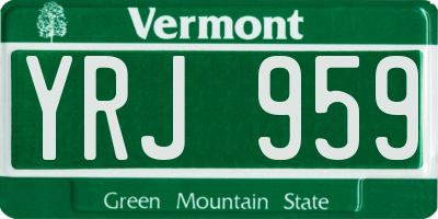 VT license plate YRJ959