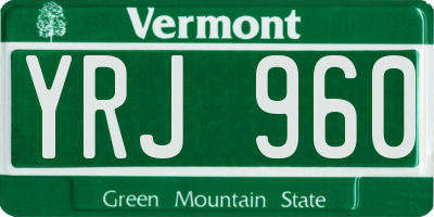 VT license plate YRJ960