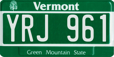 VT license plate YRJ961