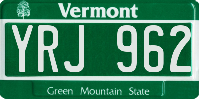 VT license plate YRJ962