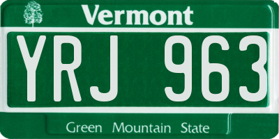 VT license plate YRJ963