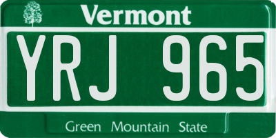 VT license plate YRJ965