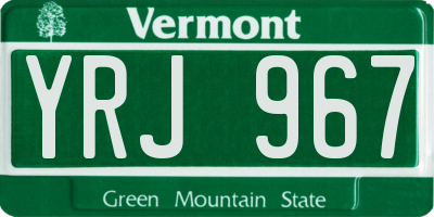 VT license plate YRJ967