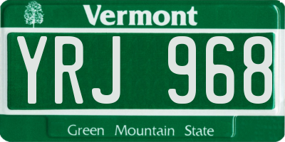 VT license plate YRJ968