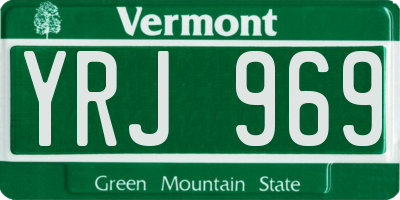VT license plate YRJ969
