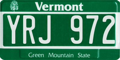 VT license plate YRJ972