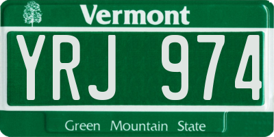 VT license plate YRJ974