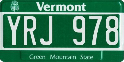 VT license plate YRJ978