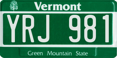 VT license plate YRJ981