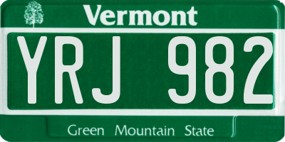 VT license plate YRJ982