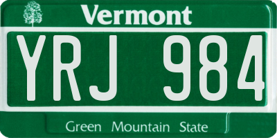 VT license plate YRJ984
