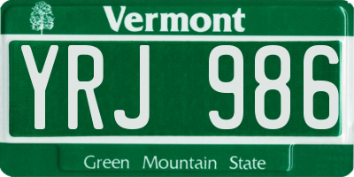 VT license plate YRJ986
