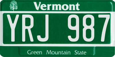 VT license plate YRJ987