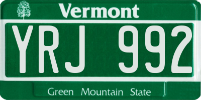 VT license plate YRJ992