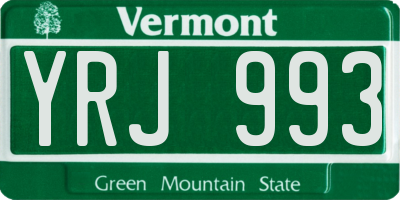 VT license plate YRJ993