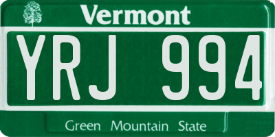 VT license plate YRJ994