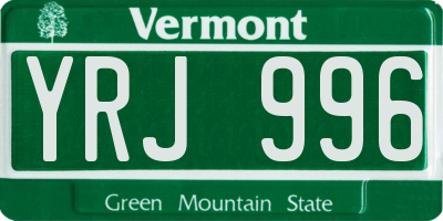 VT license plate YRJ996