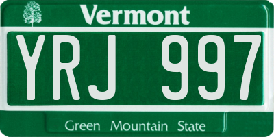 VT license plate YRJ997