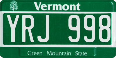 VT license plate YRJ998