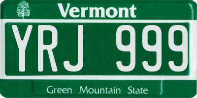 VT license plate YRJ999