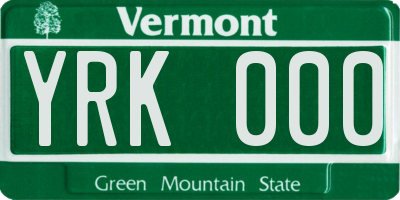 VT license plate YRK000
