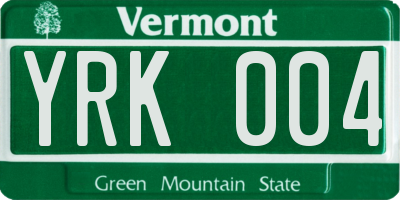 VT license plate YRK004