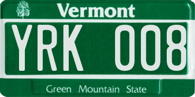 VT license plate YRK008